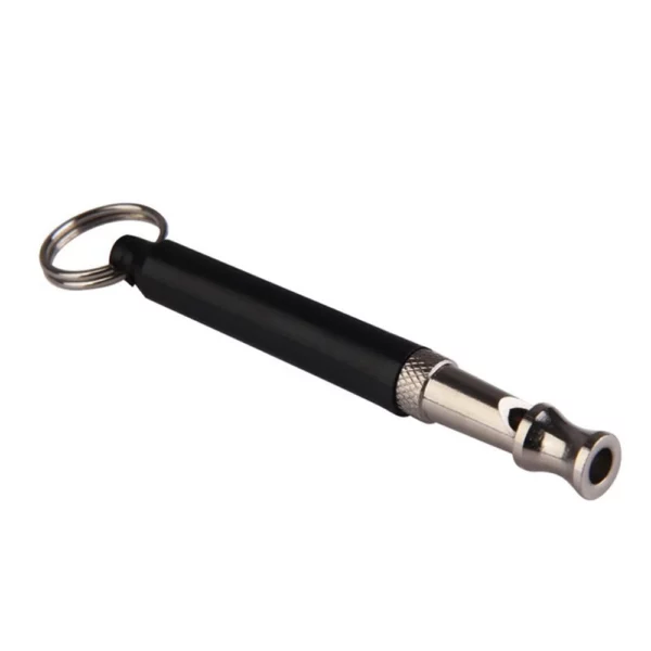 black and silver dog whistle